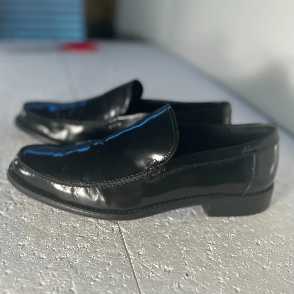 Kenneth Cole SZ 7.5 Men's New Leaf Black Leather Loafer Dress Office Old Money